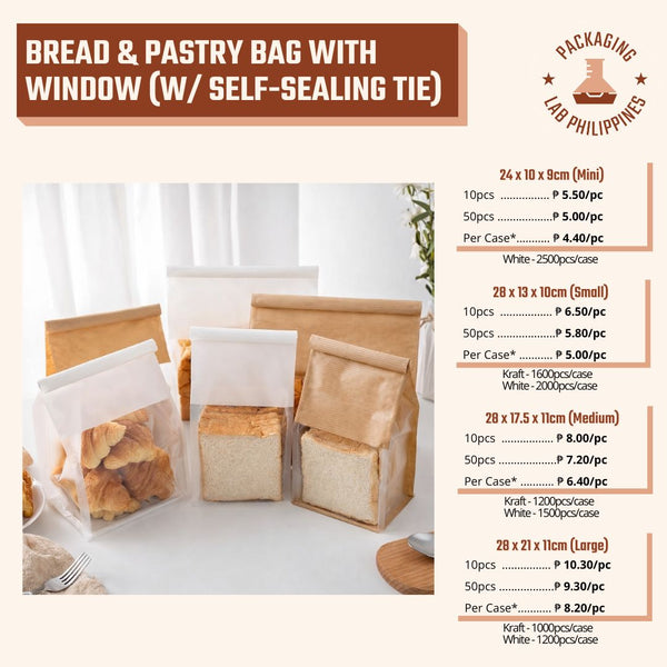 Bread & Pastry Bag with Window with Wire Seal (Self-Sealing Tie)