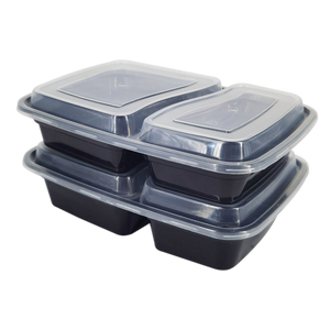 Black Plastic Microwaveable with 2 Compartments / Bento Box