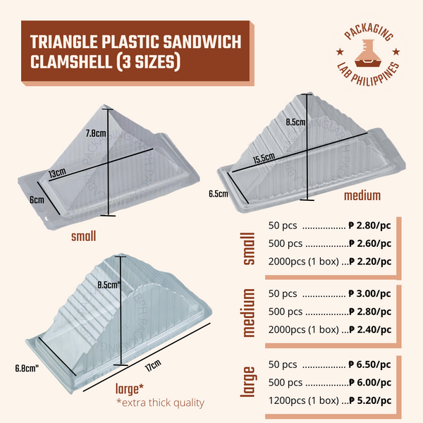 Medium Plastic Sandwich Clamshell Triangle Sandwich Box