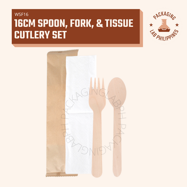 16cm Spoon, Fork & Tissue Cutlery Set