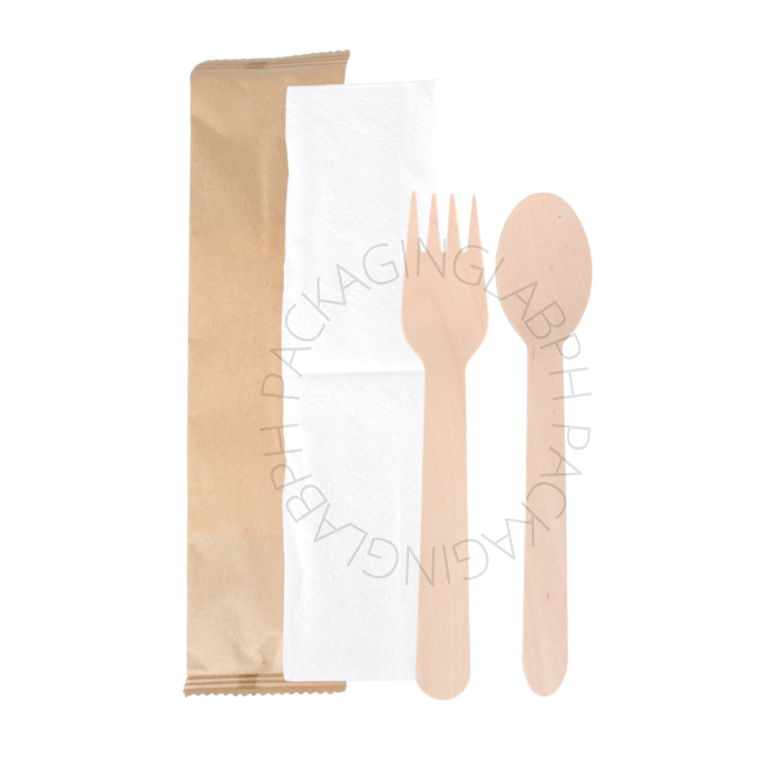 16cm Spoon, Fork & Tissue Cutlery Set