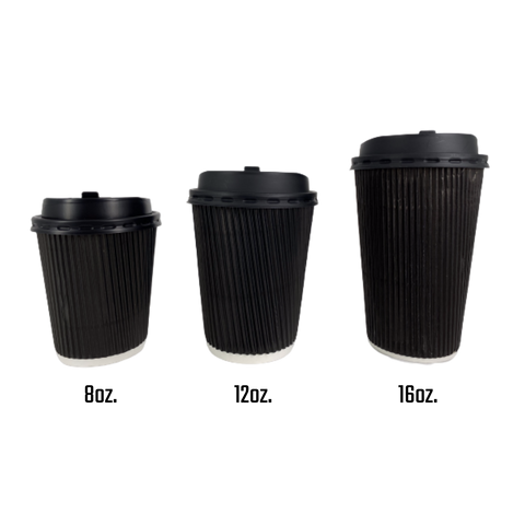 Black Rippled Coffee Cups