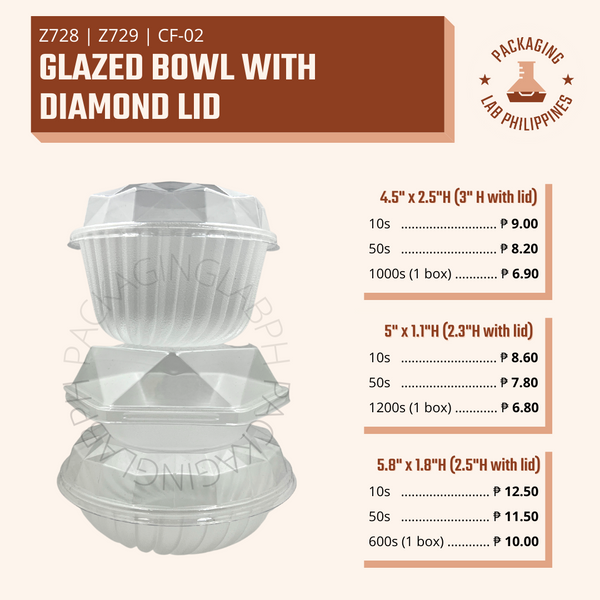 [CLEARANCE] Glazed Bowl with Diamond Lid for Sushi & Salad Bowls