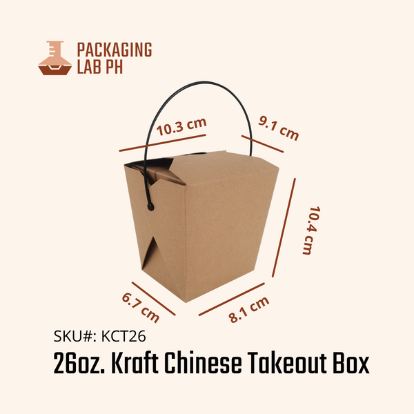 Kraft/ White Chinese Takeout Box with Handle (26oz, 32oz)