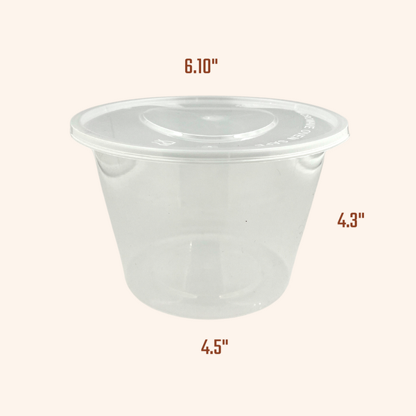 NEW SIZES ROUND Clear Plastic Microwaveable Containers