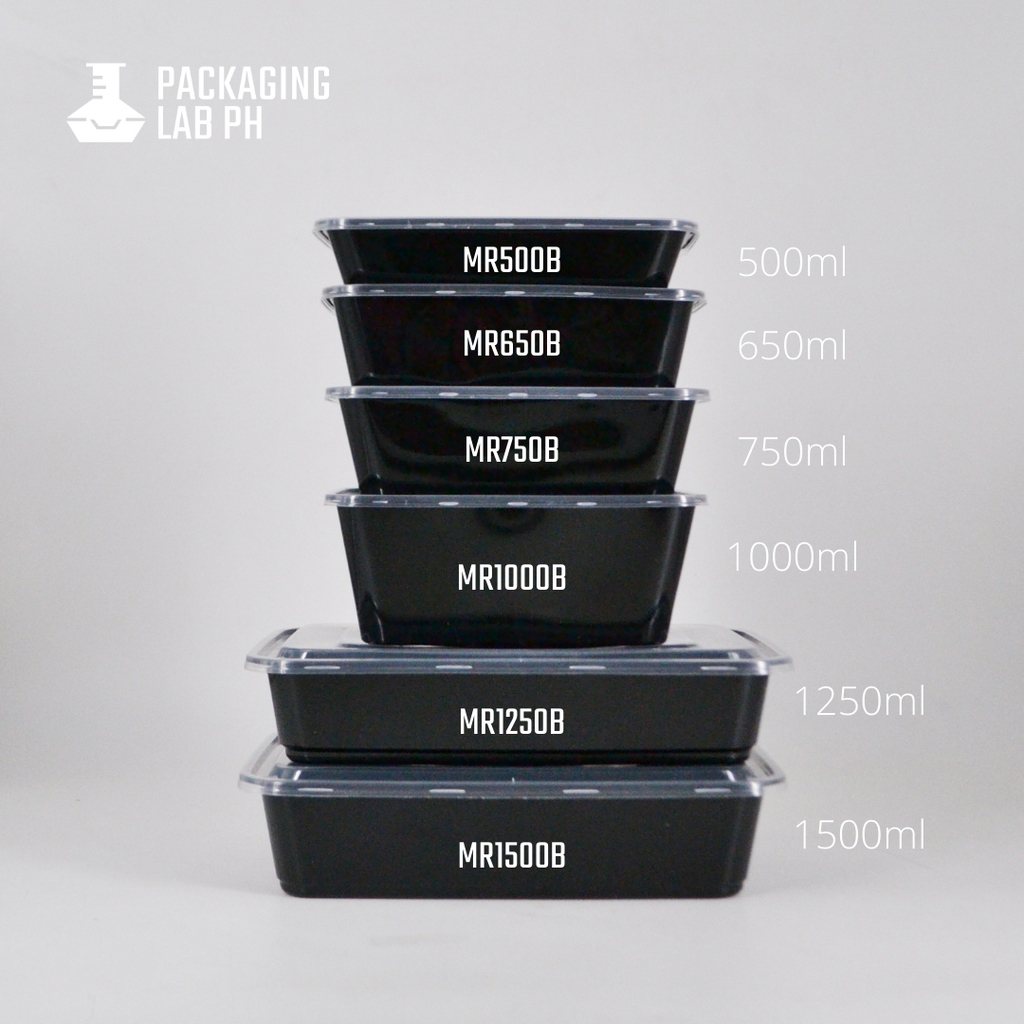 Rectangular Container 1500 1500ml Black Rectangular Microwavable Container – Packaging Lab Philippines