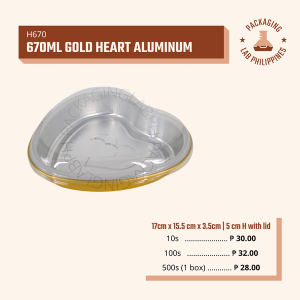 670ml Gold Heart Aluminum Pan with Lid