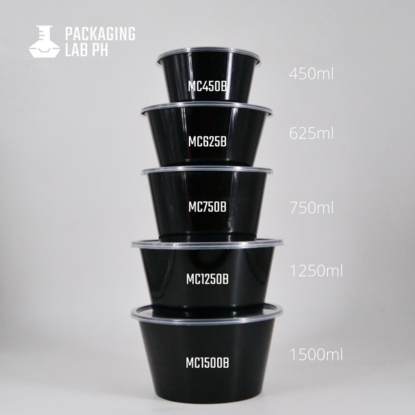 750ml Black Round Microwavable Container