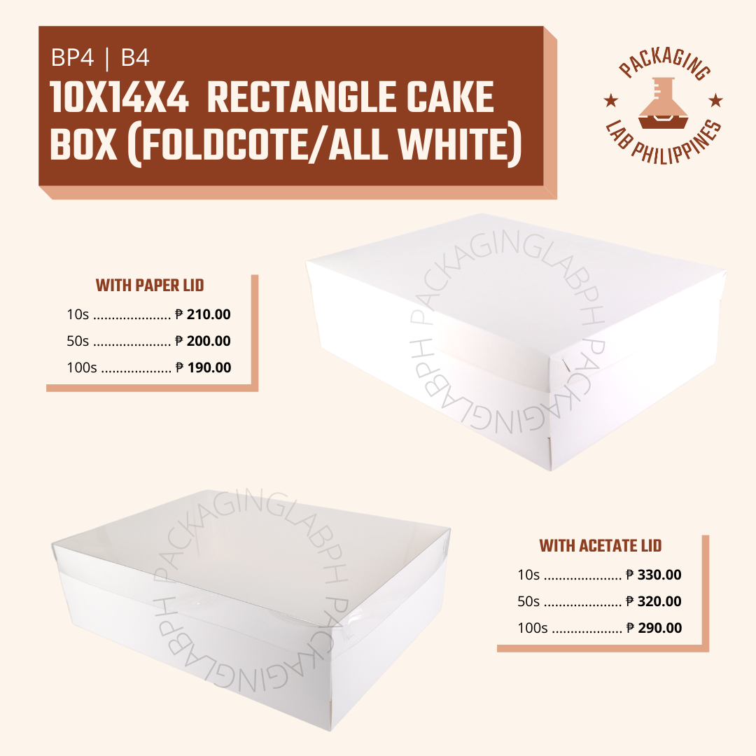 White Rectangle Cake Box 10x14x4 – Packaging Lab Philippines