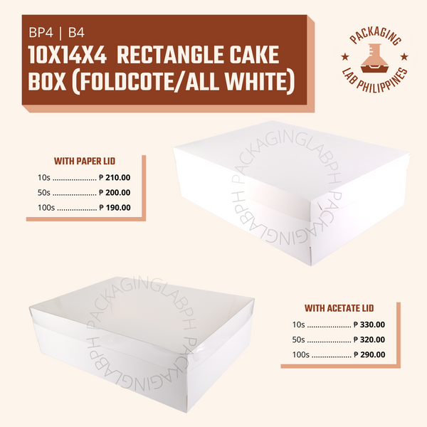 White Rectangle Cake Box 10x14x4