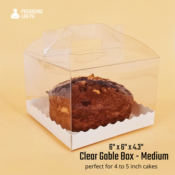 Clear Gable Box with Pastry Liner- Medium