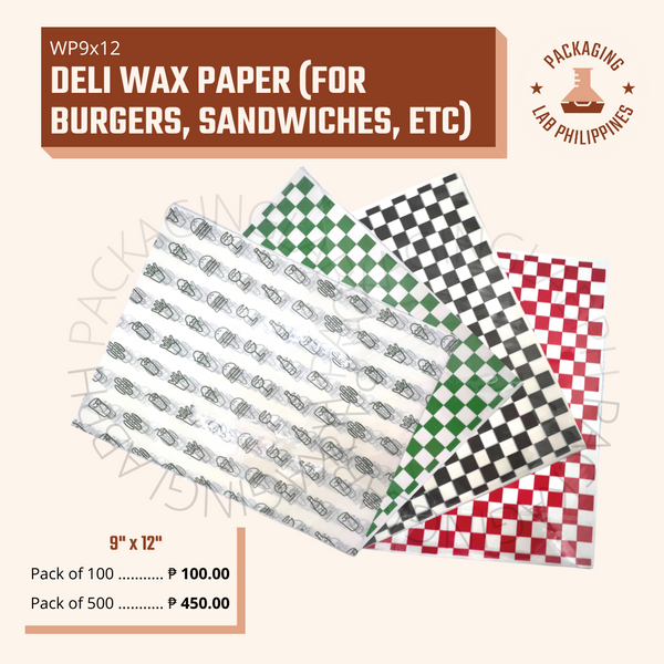 Deli Wax Paper for Burgers, Sandwiches, etc 9x12