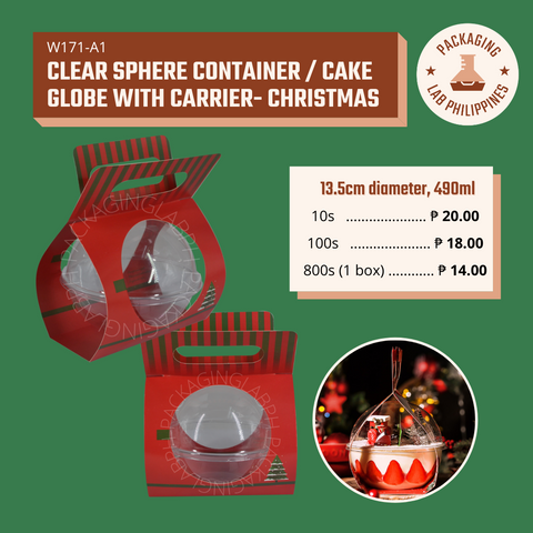 Christmas Container - Clear Cake Globe with Carrier