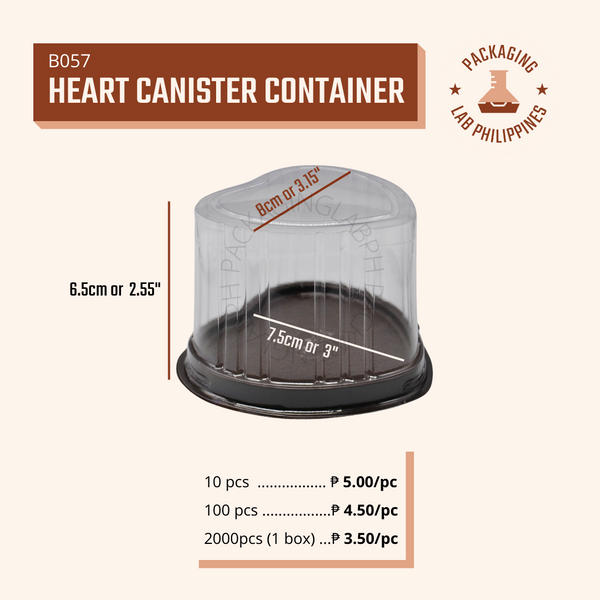 Heart Canister Plastic Container (Brown Base)