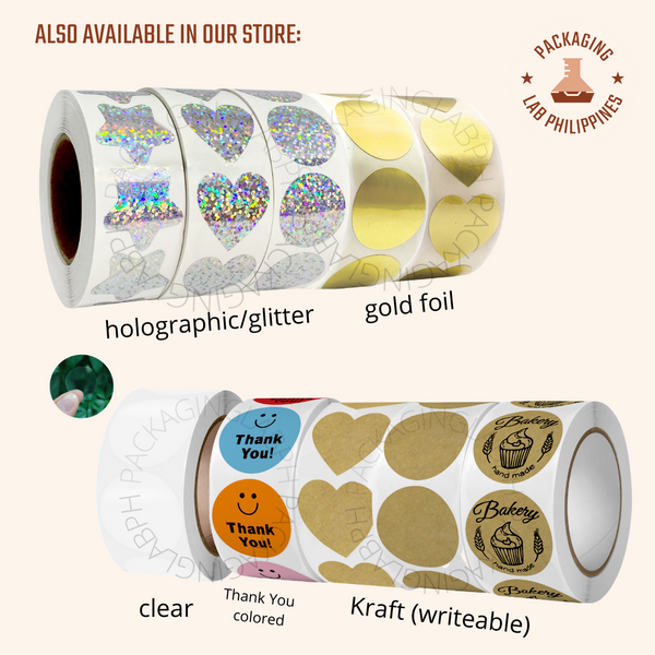 1" Gold Round and Heart Food Packaging Stickers