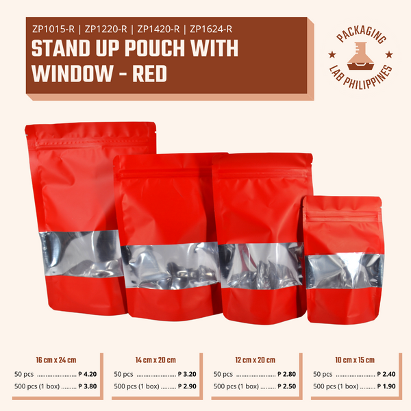 Stand up pouch with window - Red