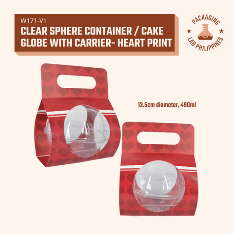 Clear Cake Globe with Carrier in Heart Print