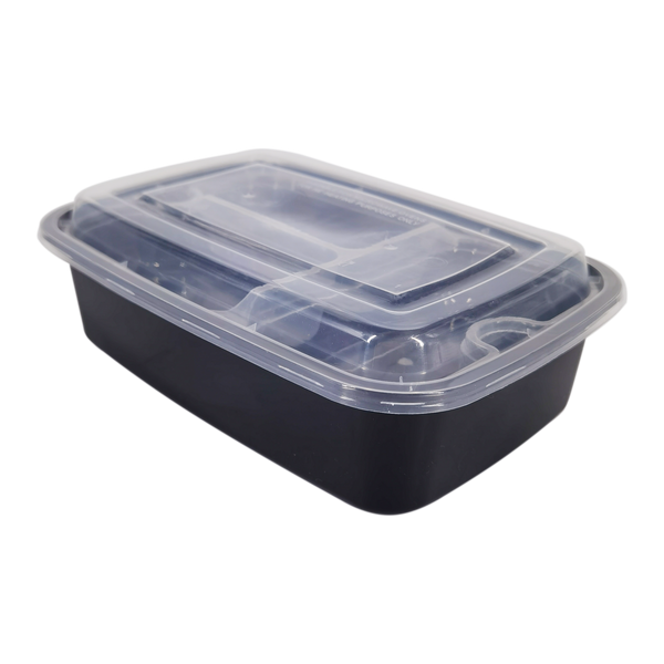 1500ml Black Rectangle Microwaveable with Insert Tray