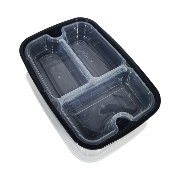 1500ml Black Rectangle Microwaveable with Insert Tray