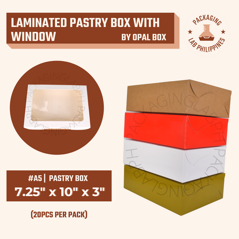 7.25"x10"x3" Laminated Pastry Box with Window by Opal Box