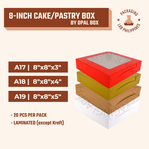 8 inch Cake Box/ Pastry Box with Window Laminated by Opal Box