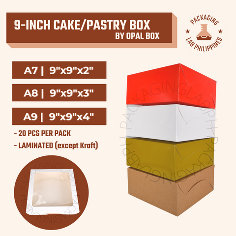 9 inch Cake Box/ Pastry Box with Window Laminated by Opal Box