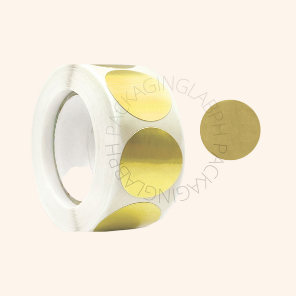 1" Gold Round and Heart Food Packaging Stickers