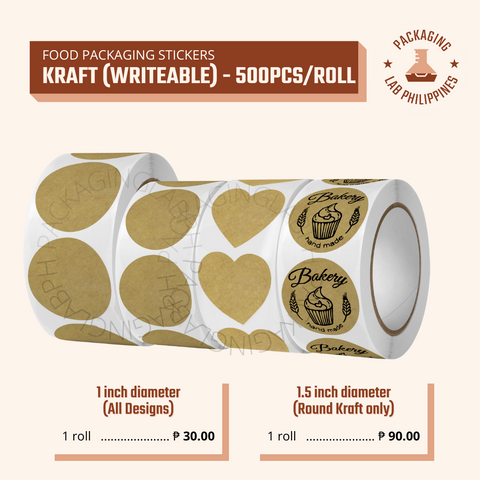 1" & 1.5" Kraft (WRITEABLE) Food Packaging Stickers