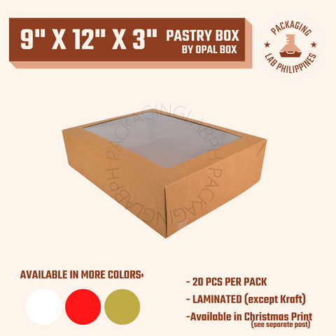 9"x12"x3" Pastry Box with Window / Cupcake Box by Opal Box