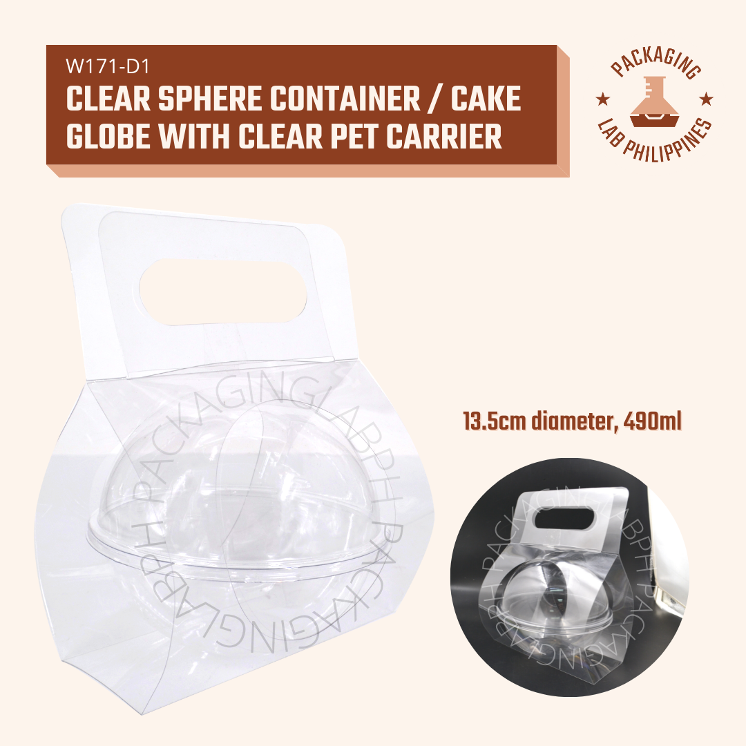 Clear Sphere Container / Cake Globe with CLEAR PET carrier