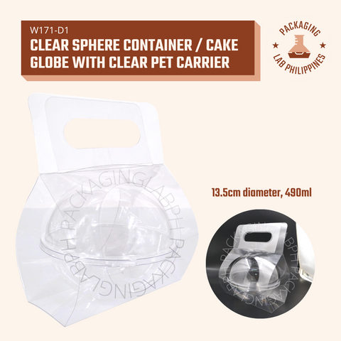 Clear Sphere Container / Cake Globe with CLEAR PET carrier
