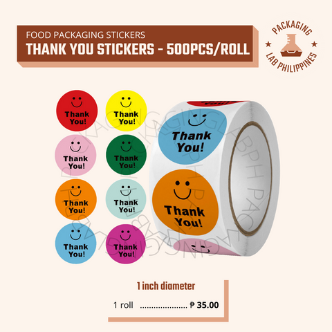 1" Thank You Smileys Food Packaging Stickers
