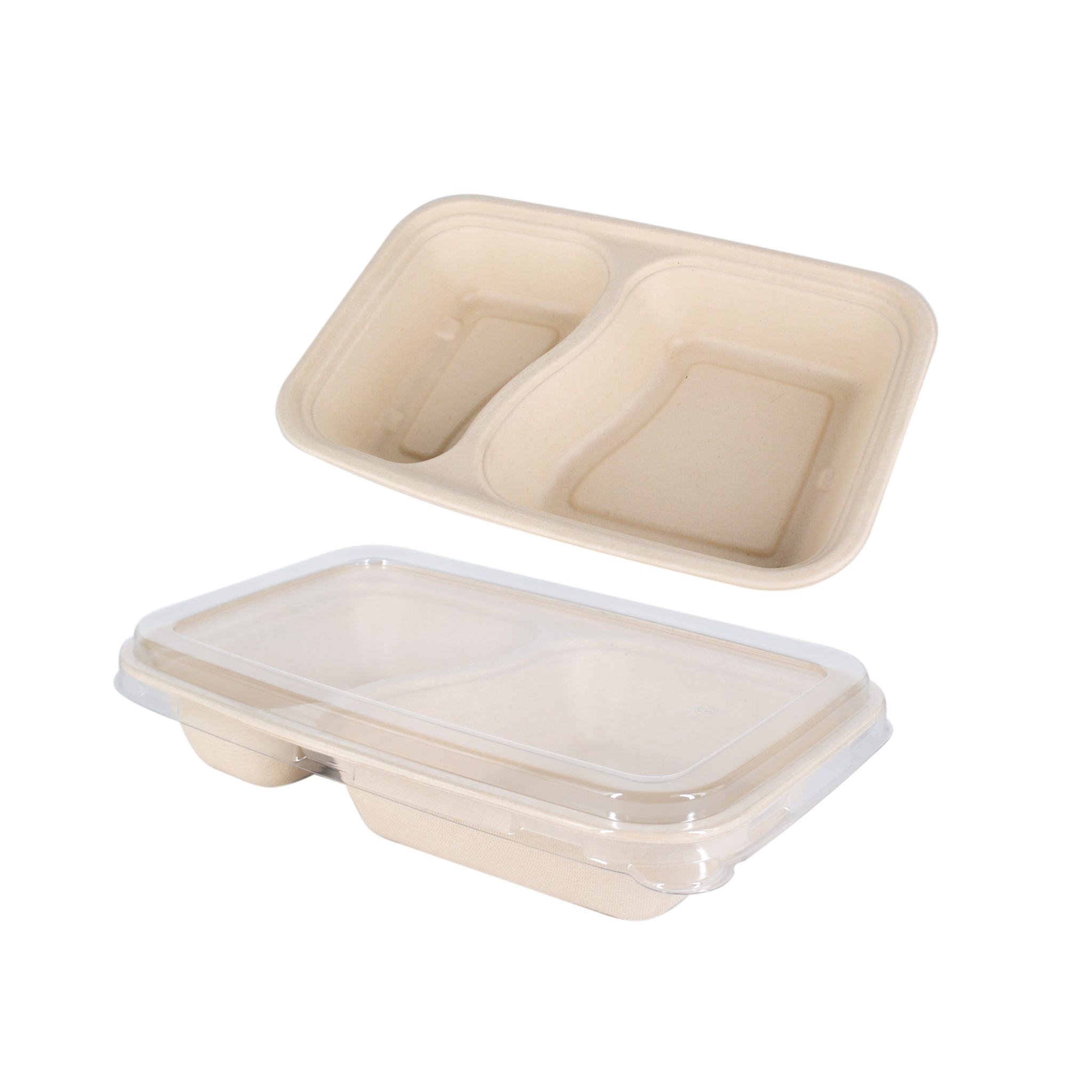 800ml Rectangle Sugarcane Box with 2 Compartment