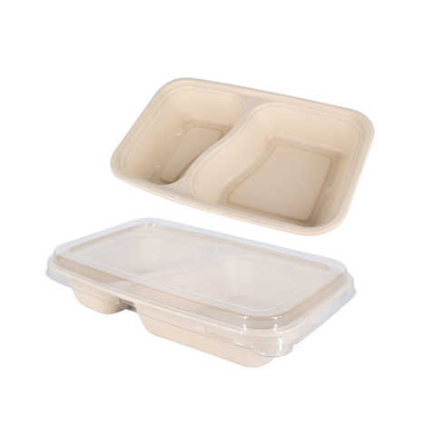800ml Rectangle Sugarcane Box with 2 Compartment