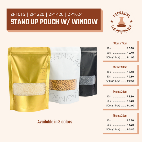 Gold Resealable Stand Up Zip Pouch