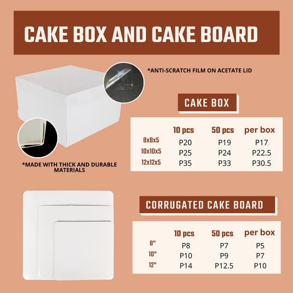 White Cake Box with Acetate Lid (8-12 inches) (No Cakeboard)