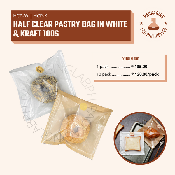 Half Clear Pastry Bag in White and Kraft
