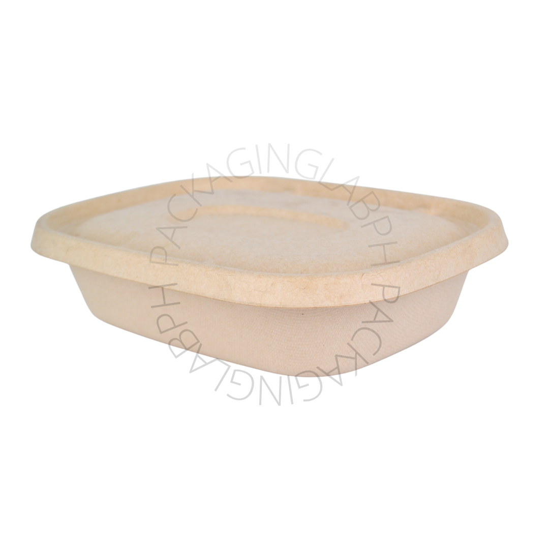 [CLEARANCE] 1100ml Wide Oval Sugarcane Box with Paper Lid