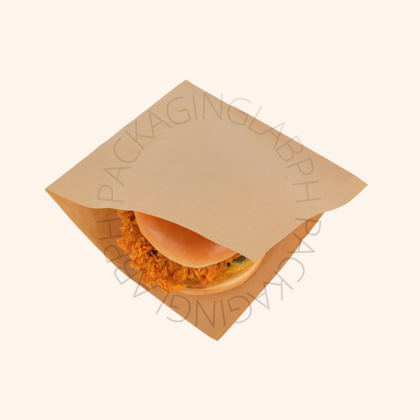 L-Shape Burger / Hotdog Sandwich Pouch in White and Kraft 60 GSM laminated