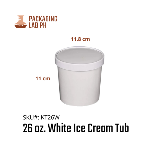 White Ice Cream Tub (8oz, 12oz, 16oz, 26oz, 32oz)