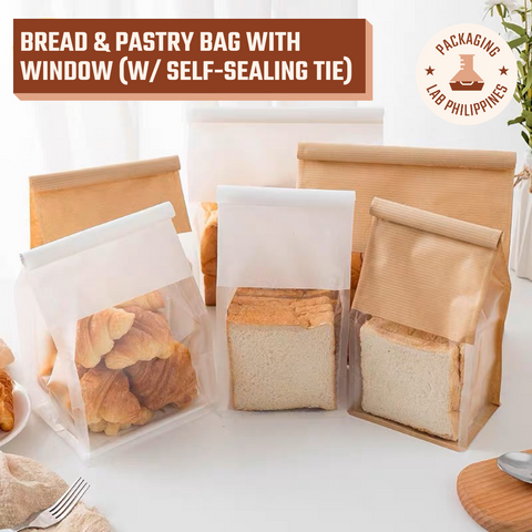 Bread & Pastry Bag with Window with Self-Sealing Tie