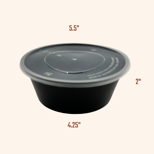 NEW SIZES ROUND BLACK Plastic Microwaveable Containers