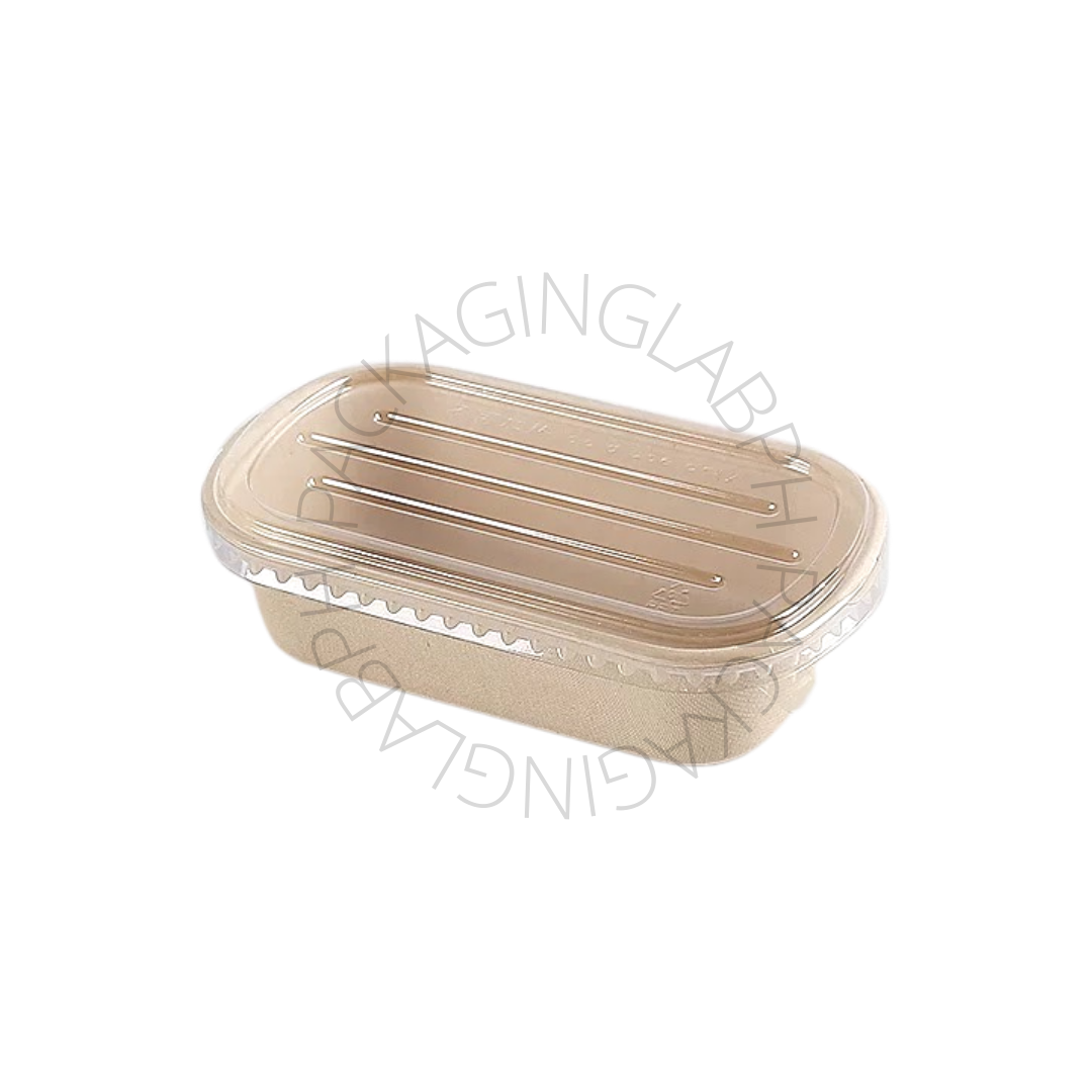 700mL Oval Sugarcane Box w/ CLEAR PET Lid