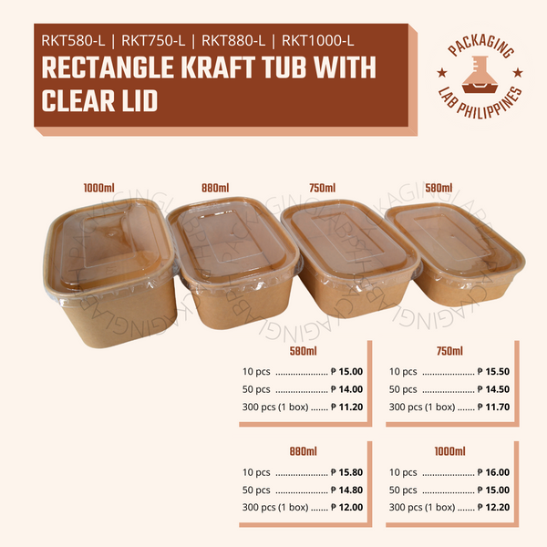 Rectangle Kraft Tub with Clear Lid