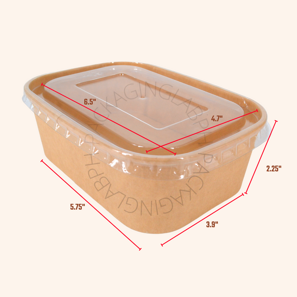 Rectangle Kraft Tub with Clear Lid