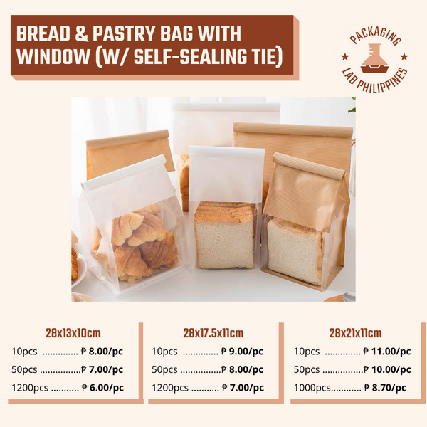 Bread & Pastry Bag with Window with Self-Sealing Tie