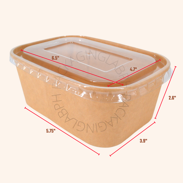 Rectangle Kraft Tub with Clear Lid