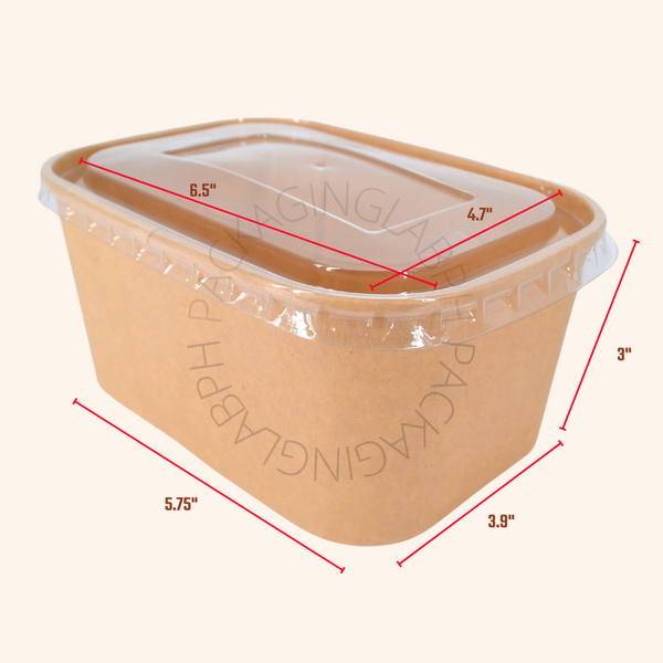 Rectangle Kraft Tub with Clear Lid