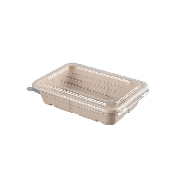 500mL Rectangle Sugarcane Box w/ Clear Lid