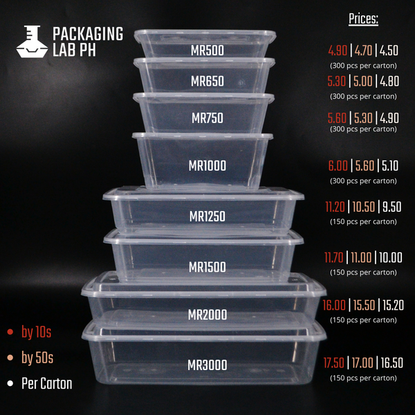 1250ml Rectangular Microwavable Container
